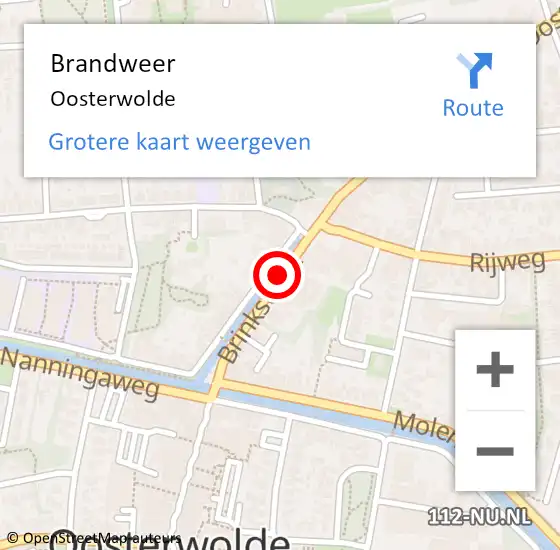 Locatie op kaart van de 112 melding: Brandweer Oosterwolde op 5 oktober 2013 17:27