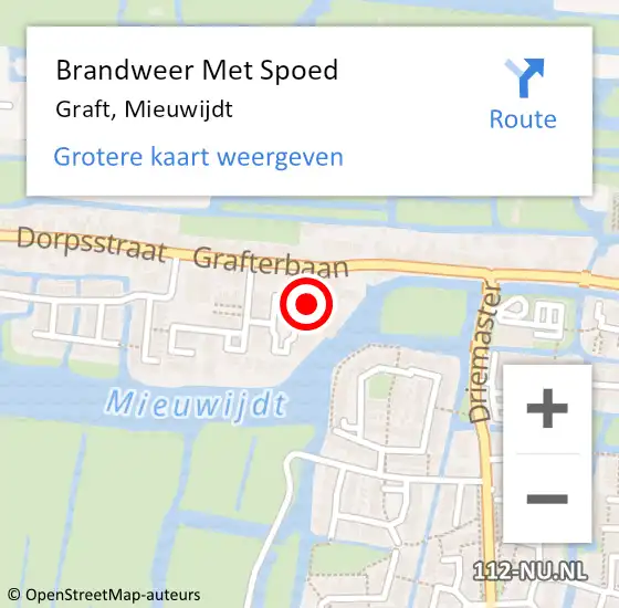 Locatie op kaart van de 112 melding: Brandweer Met Spoed Naar Graft, Mieuwijdt op 23 augustus 2021 08:23