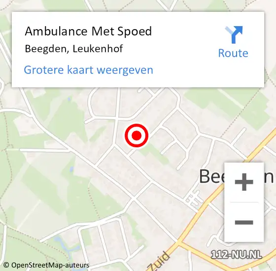 Locatie op kaart van de 112 melding: Ambulance Met Spoed Naar Beegden, Leukenhof op 23 augustus 2021 08:31