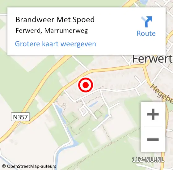 Locatie op kaart van de 112 melding: Brandweer Met Spoed Naar Ferwerd, Marrumerweg op 23 augustus 2021 09:03