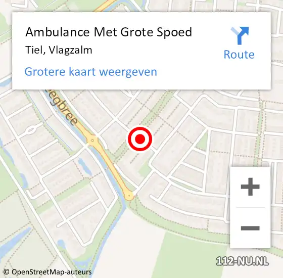 Locatie op kaart van de 112 melding: Ambulance Met Grote Spoed Naar Tiel, Vlagzalm op 23 augustus 2021 09:04