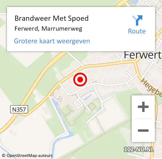 Locatie op kaart van de 112 melding: Brandweer Met Spoed Naar Ferwerd, Marrumerweg op 23 augustus 2021 09:10
