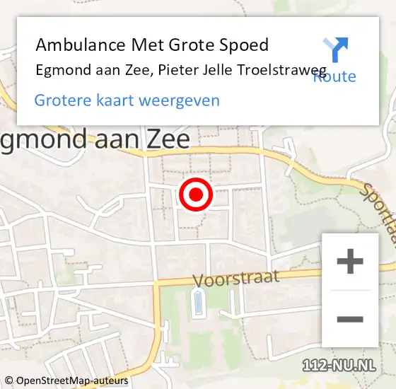 Locatie op kaart van de 112 melding: Ambulance Met Grote Spoed Naar Egmond aan Zee, Pieter Jelle Troelstraweg op 23 augustus 2021 09:15