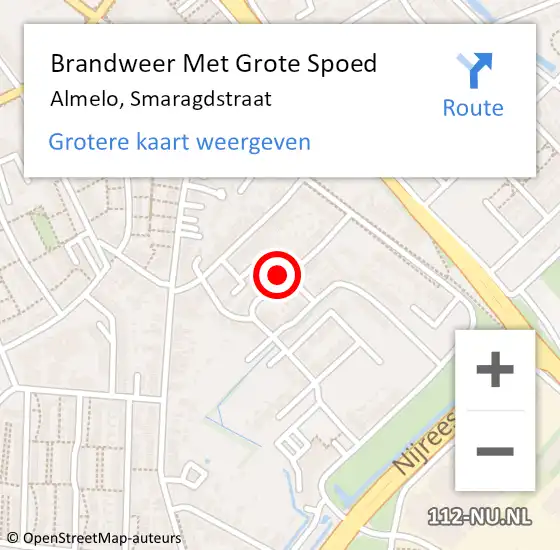 Locatie op kaart van de 112 melding: Brandweer Met Grote Spoed Naar Almelo, Smaragdstraat op 23 augustus 2021 09:24