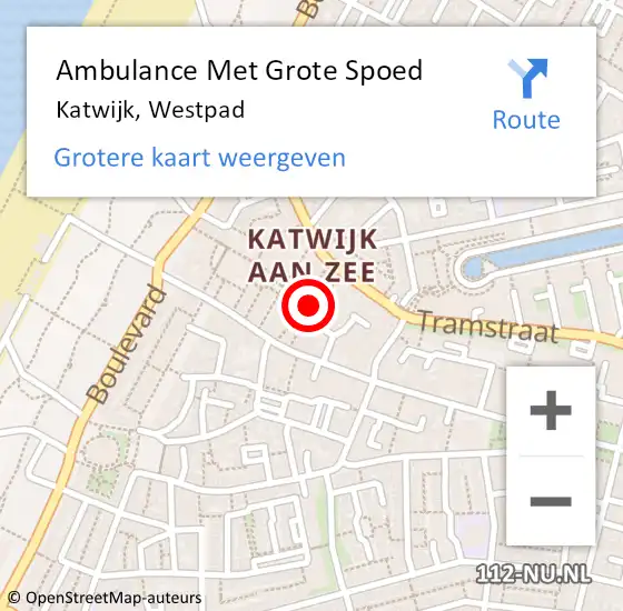 Locatie op kaart van de 112 melding: Ambulance Met Grote Spoed Naar Katwijk, Westpad op 23 augustus 2021 09:45
