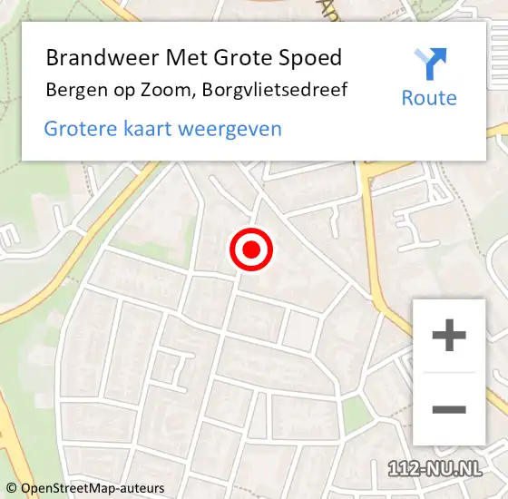 Locatie op kaart van de 112 melding: Brandweer Met Grote Spoed Naar Bergen op Zoom, Borgvlietsedreef op 23 augustus 2021 09:52