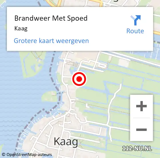 Locatie op kaart van de 112 melding: Brandweer Met Spoed Naar Kaag op 23 augustus 2021 09:56