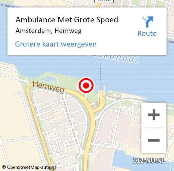 Locatie op kaart van de 112 melding: Ambulance Met Grote Spoed Naar Amsterdam, Hemweg op 23 augustus 2021 09:57