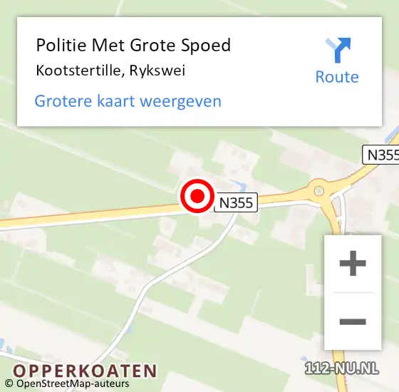Locatie op kaart van de 112 melding: Politie Met Grote Spoed Naar Kootstertille, Rykswei op 23 augustus 2021 10:22