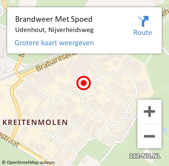 Locatie op kaart van de 112 melding: Brandweer Met Spoed Naar Udenhout, Nijverheidsweg op 23 augustus 2021 10:49