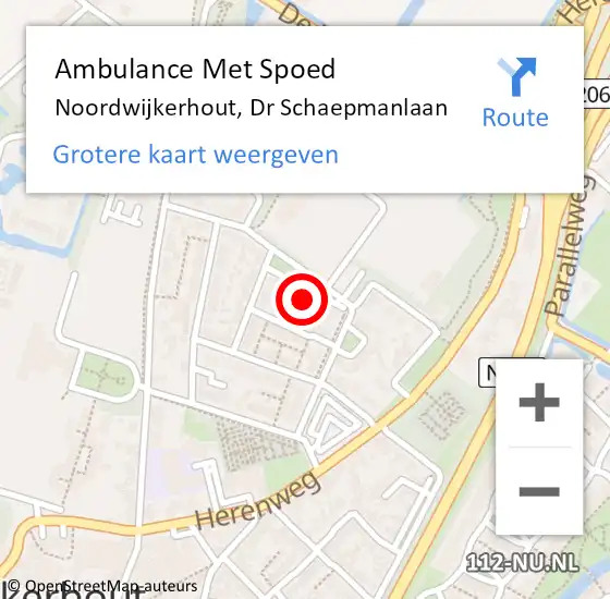 Locatie op kaart van de 112 melding: Ambulance Met Spoed Naar Noordwijkerhout, Dr Schaepmanlaan op 23 augustus 2021 11:03