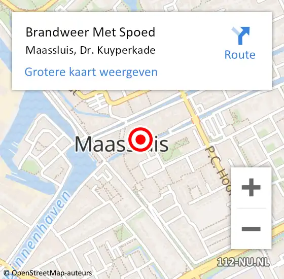 Locatie op kaart van de 112 melding: Brandweer Met Spoed Naar Maassluis, Dr. Kuyperkade op 23 augustus 2021 11:14