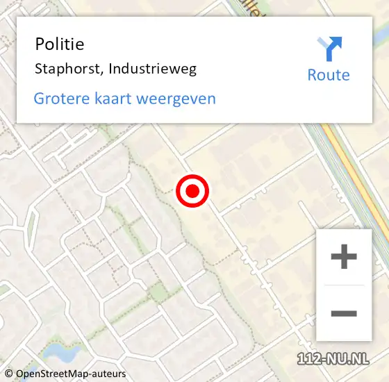 Locatie op kaart van de 112 melding: Politie Staphorst, Industrieweg op 23 augustus 2021 11:22