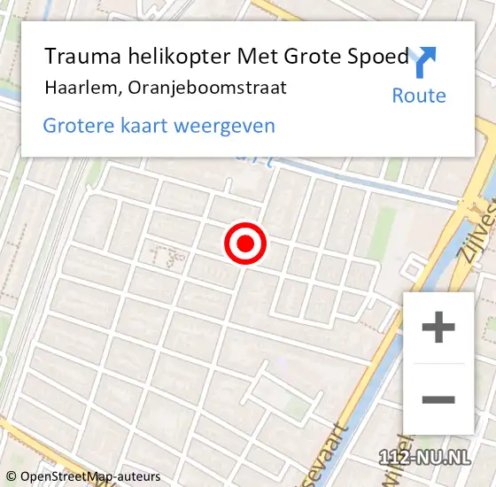 Locatie op kaart van de 112 melding: Trauma helikopter Met Grote Spoed Naar Haarlem, Oranjeboomstraat op 23 augustus 2021 11:48