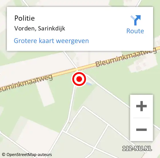 Locatie op kaart van de 112 melding: Politie Vorden, Sarinkdijk op 23 augustus 2021 11:53