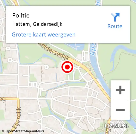 Locatie op kaart van de 112 melding: Politie Hattem, Geldersedijk op 23 augustus 2021 11:57