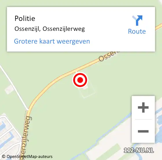 Locatie op kaart van de 112 melding: Politie Ossenzijl, Ossenzijlerweg op 23 augustus 2021 12:01