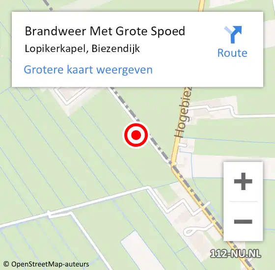 Locatie op kaart van de 112 melding: Brandweer Met Grote Spoed Naar Lopikerkapel, Biezendijk op 23 augustus 2021 12:02