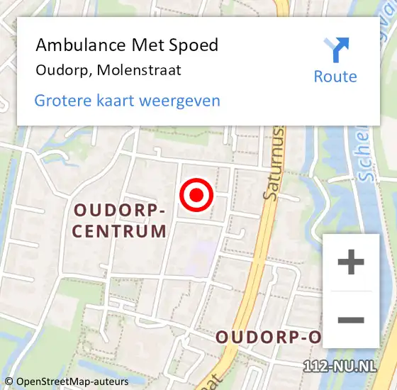 Locatie op kaart van de 112 melding: Ambulance Met Spoed Naar Oudorp, Molenstraat op 23 augustus 2021 12:09