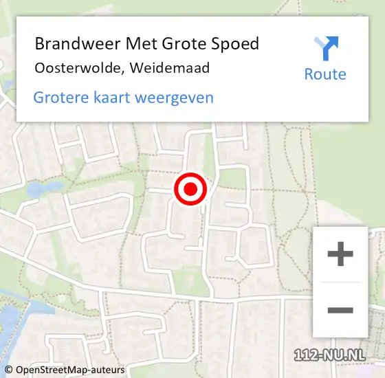 Locatie op kaart van de 112 melding: Brandweer Met Grote Spoed Naar Oosterwolde, Weidemaad op 23 augustus 2021 12:14