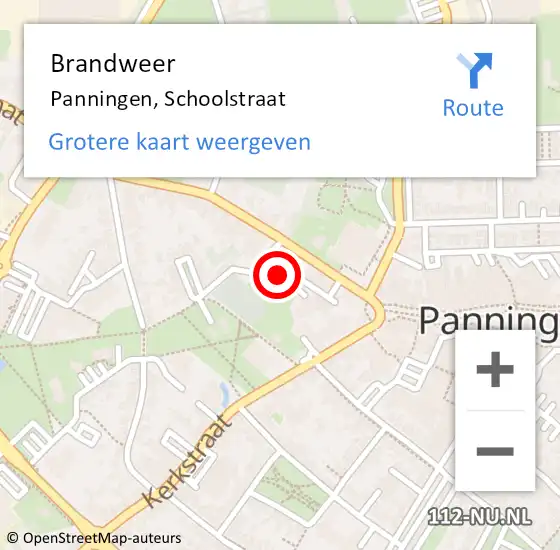 Locatie op kaart van de 112 melding: Brandweer Panningen, Schoolstraat op 23 augustus 2021 12:17