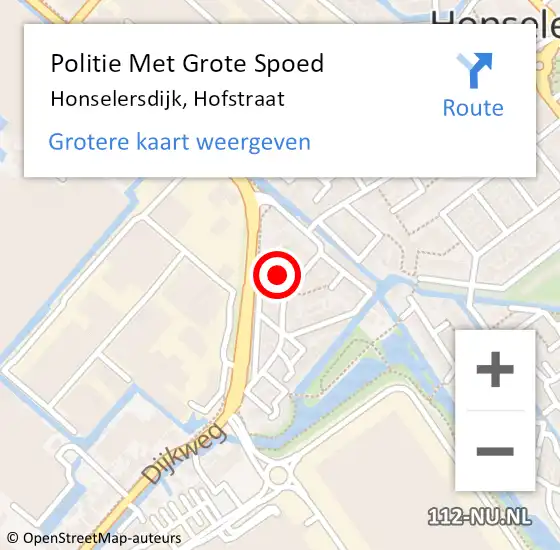 Locatie op kaart van de 112 melding: Politie Met Grote Spoed Naar Honselersdijk, Hofstraat op 23 augustus 2021 12:19