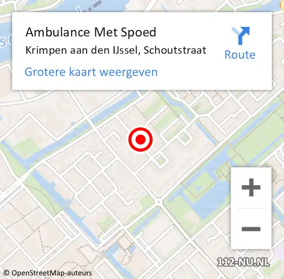 Locatie op kaart van de 112 melding: Ambulance Met Spoed Naar Krimpen aan den IJssel, Schoutstraat op 23 augustus 2021 12:24