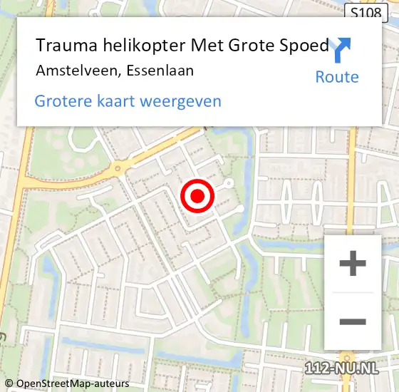 Locatie op kaart van de 112 melding: Trauma helikopter Met Grote Spoed Naar Amstelveen, Essenlaan op 23 augustus 2021 12:28