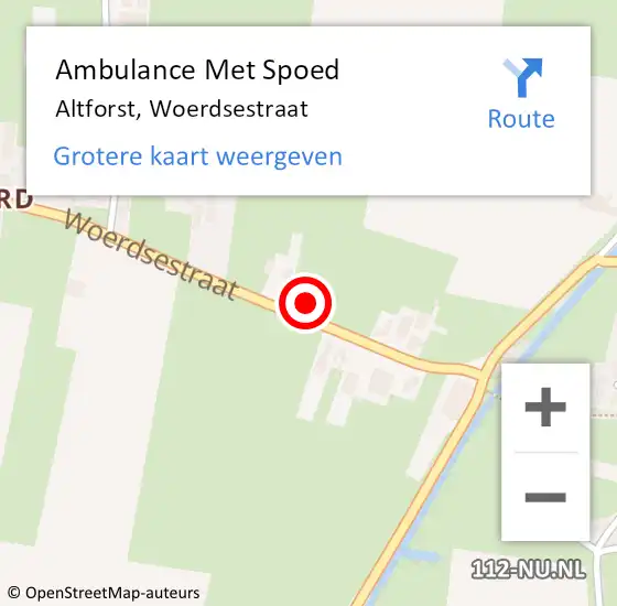 Locatie op kaart van de 112 melding: Ambulance Met Spoed Naar Altforst, Woerdsestraat op 23 augustus 2021 12:40