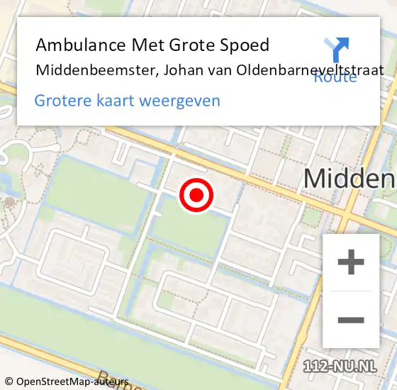 Locatie op kaart van de 112 melding: Ambulance Met Grote Spoed Naar Middenbeemster, Johan van Oldenbarneveltstraat op 23 augustus 2021 12:42