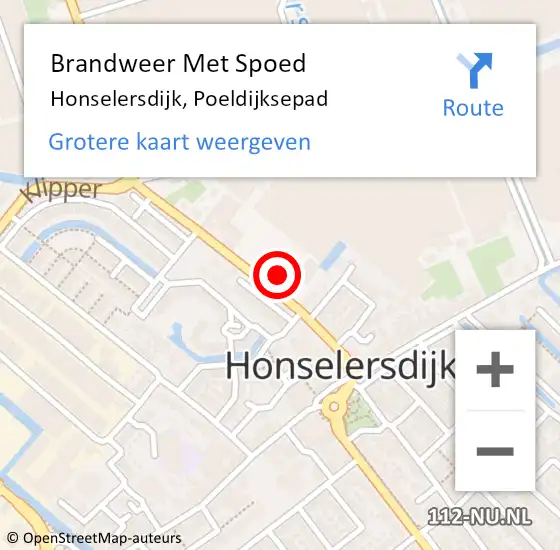 Locatie op kaart van de 112 melding: Brandweer Met Spoed Naar Honselersdijk, Poeldijksepad op 23 augustus 2021 12:42