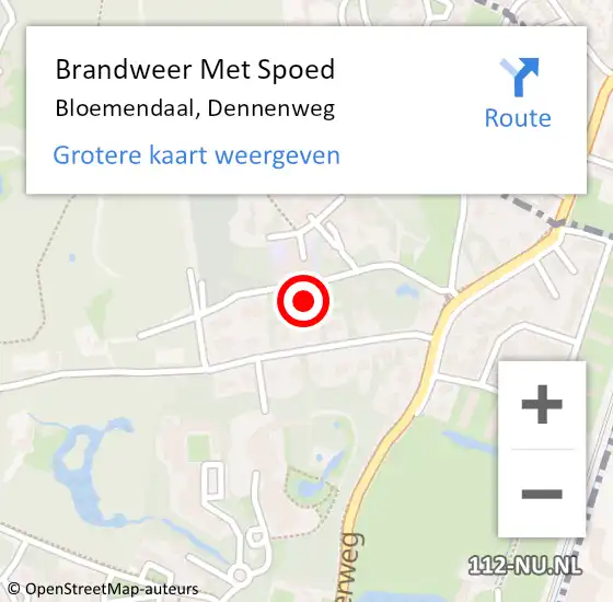 Locatie op kaart van de 112 melding: Brandweer Met Spoed Naar Bloemendaal, Dennenweg op 23 augustus 2021 13:06