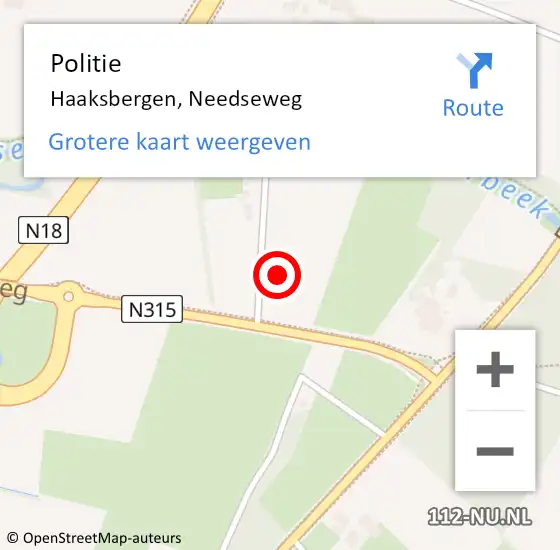 Locatie op kaart van de 112 melding: Politie Haaksbergen, Needseweg op 23 augustus 2021 13:19