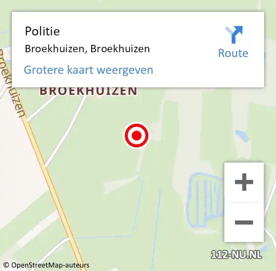 Locatie op kaart van de 112 melding: Politie Broekhuizen, Broekhuizen op 23 augustus 2021 13:21