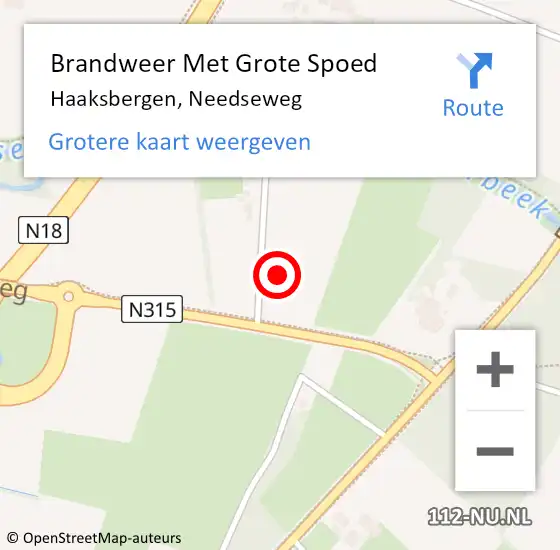 Locatie op kaart van de 112 melding: Brandweer Met Grote Spoed Naar Haaksbergen, Needseweg op 23 augustus 2021 13:21