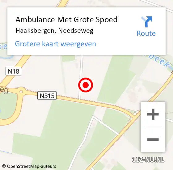 Locatie op kaart van de 112 melding: Ambulance Met Grote Spoed Naar Haaksbergen, Needseweg op 23 augustus 2021 13:22