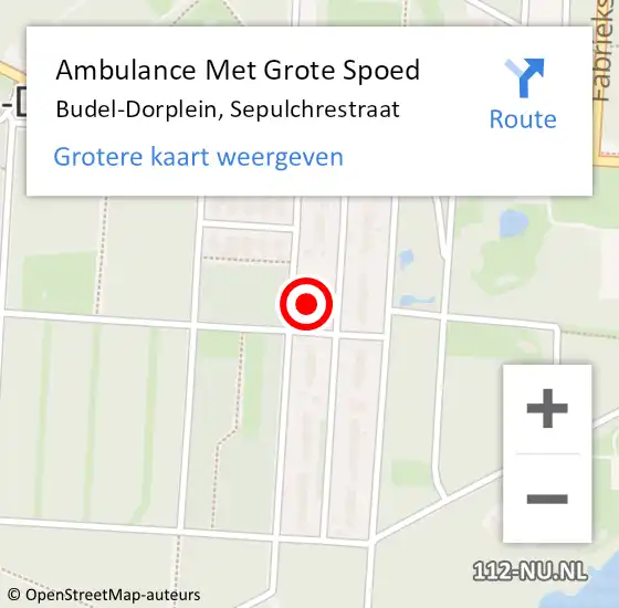 Locatie op kaart van de 112 melding: Ambulance Met Grote Spoed Naar Budel-Dorplein, Sepulchrestraat op 23 augustus 2021 13:24