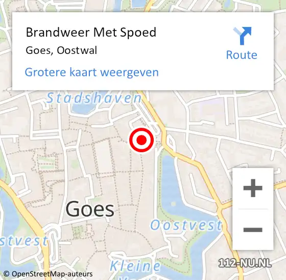 Locatie op kaart van de 112 melding: Brandweer Met Spoed Naar Goes, Oostwal op 23 augustus 2021 13:27