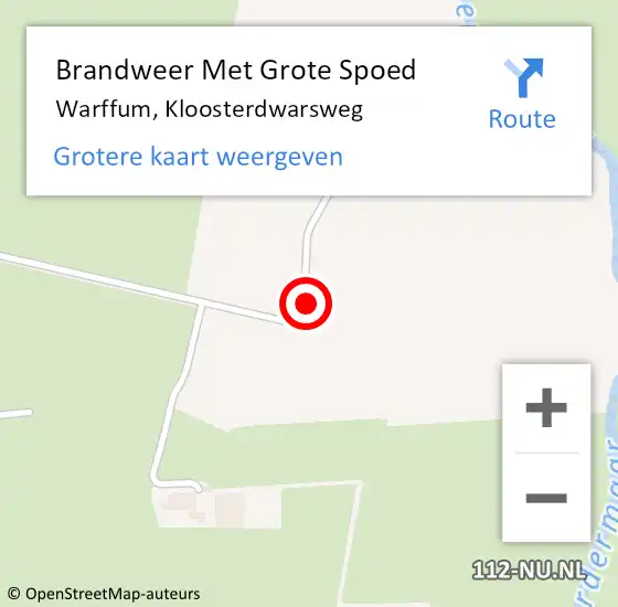 Locatie op kaart van de 112 melding: Brandweer Met Grote Spoed Naar Warffum, Kloosterdwarsweg op 23 augustus 2021 13:32