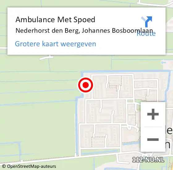 Locatie op kaart van de 112 melding: Ambulance Met Spoed Naar Nederhorst den Berg, Johannes Bosboomlaan op 23 augustus 2021 13:40