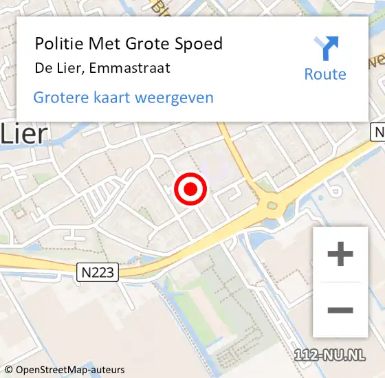 Locatie op kaart van de 112 melding: Politie Met Grote Spoed Naar De Lier, Emmastraat op 23 augustus 2021 13:43