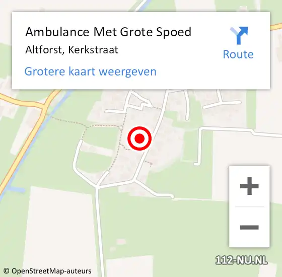 Locatie op kaart van de 112 melding: Ambulance Met Grote Spoed Naar Altforst, Kerkstraat op 23 augustus 2021 14:25
