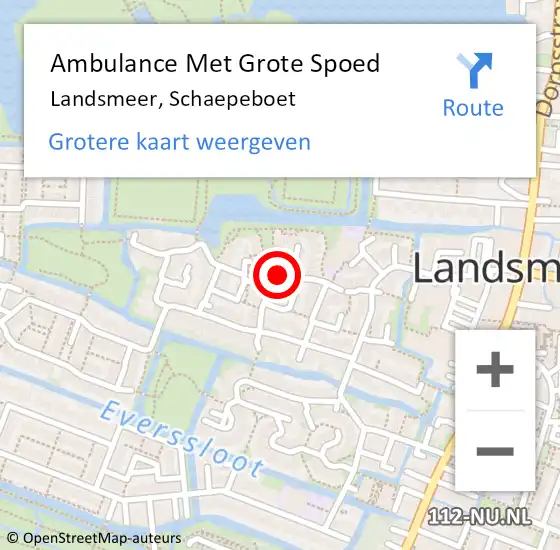 Locatie op kaart van de 112 melding: Ambulance Met Grote Spoed Naar Landsmeer, Schaepeboet op 23 augustus 2021 14:28