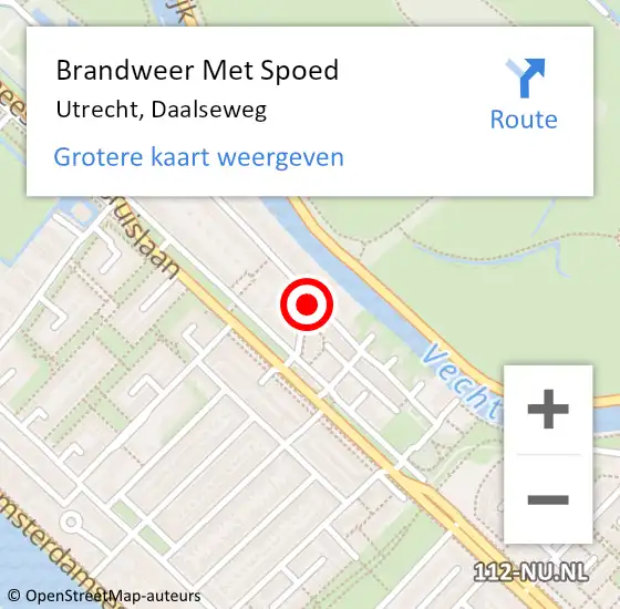 Locatie op kaart van de 112 melding: Brandweer Met Spoed Naar Utrecht, Daalseweg op 23 augustus 2021 14:37