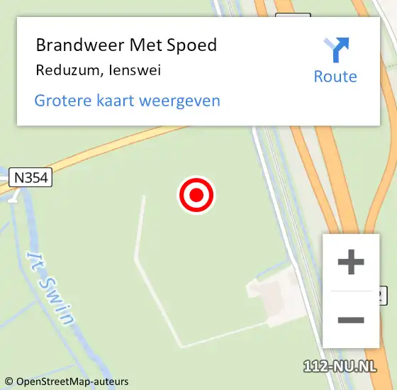 Locatie op kaart van de 112 melding: Brandweer Met Spoed Naar Reduzum, Ienswei op 23 augustus 2021 14:59