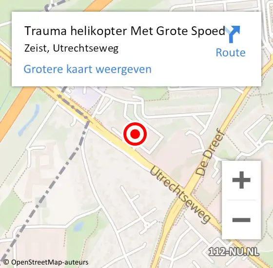 Locatie op kaart van de 112 melding: Trauma helikopter Met Grote Spoed Naar Zeist, Utrechtseweg op 23 augustus 2021 15:21