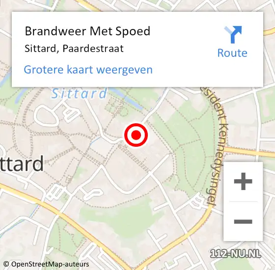 Locatie op kaart van de 112 melding: Brandweer Met Spoed Naar Sittard, Paardestraat op 23 augustus 2021 15:37