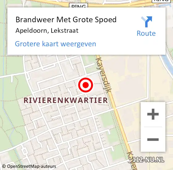 Locatie op kaart van de 112 melding: Brandweer Met Grote Spoed Naar Apeldoorn, Lekstraat op 23 augustus 2021 15:56