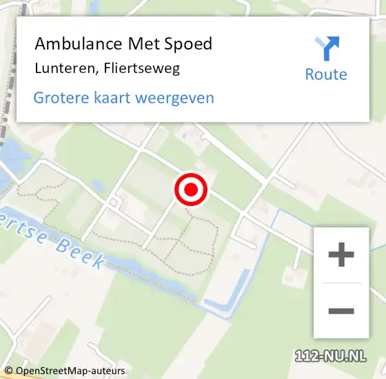 Locatie op kaart van de 112 melding: Ambulance Met Spoed Naar Lunteren, Fliertseweg op 23 augustus 2021 16:16