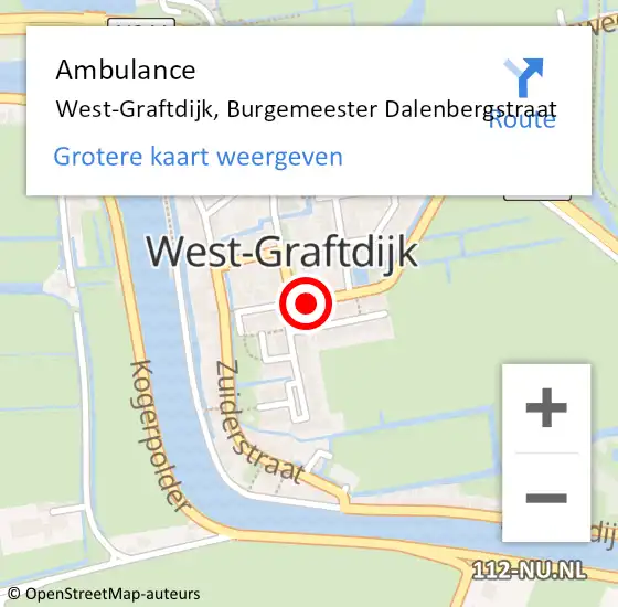 Locatie op kaart van de 112 melding: Ambulance West-Graftdijk, Burgemeester Dalenbergstraat op 23 augustus 2021 16:30